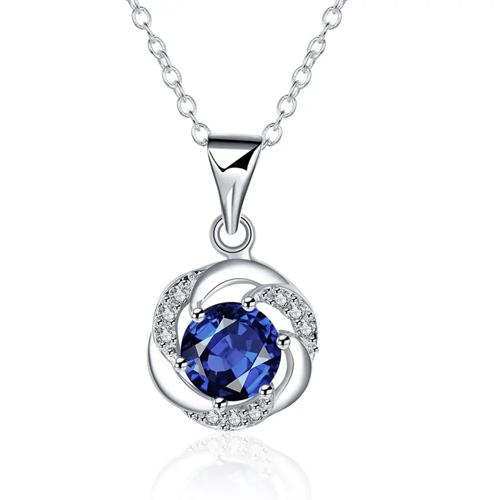 

V1106 Fashion Flower Pendant Necklace For Women Delicate Zirconia Stone Long Sweater Chain Jewelry Gift