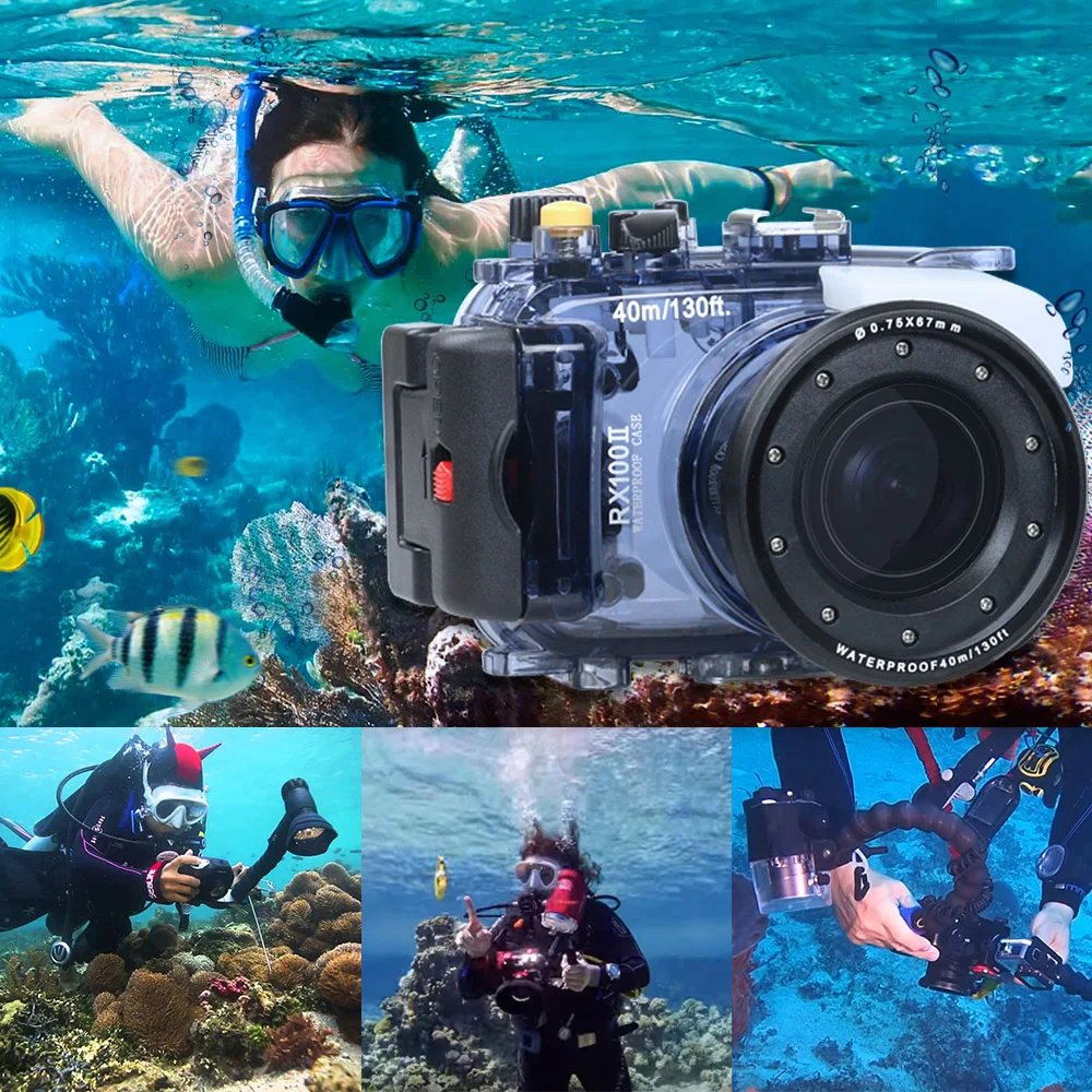 For Sony RX100 II 2 Mark II Camera Housing Case Underwater 40m Photogeraphy Waterproof Camera Bag Suitable for Swiming Surfing