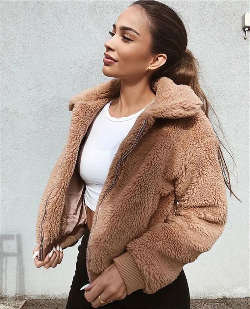 Hitom Princess Faux Fur Warm Winter Coats Women Teddy Jacket Female Coat Turn Down Collar Zipper Bomber Jacket Autumn Outerwear Faux Fur Aliexpress