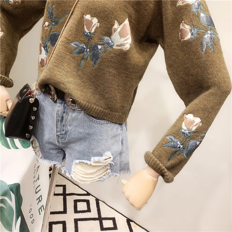 MUMUZI casual flower Sweater Women crewneck spring autumn female Knitted sweater Pullovers long Sleeve chic Soft Jumper tops