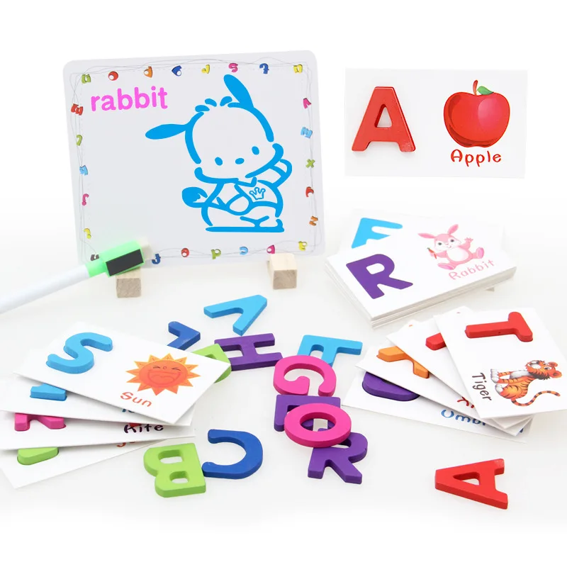 Baby Kids ABC Alphabet Letters Cards Animals Shape Colors Cognitive Toy Gift