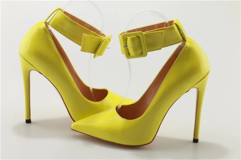 Pompes Yellow Sexy Haute Chaussures Hauts Conception Cheville Pointu Robe Femmes Formelle Mode Qualité Bout Bride À La Talons Boucle Discothèque C8xq1C4p