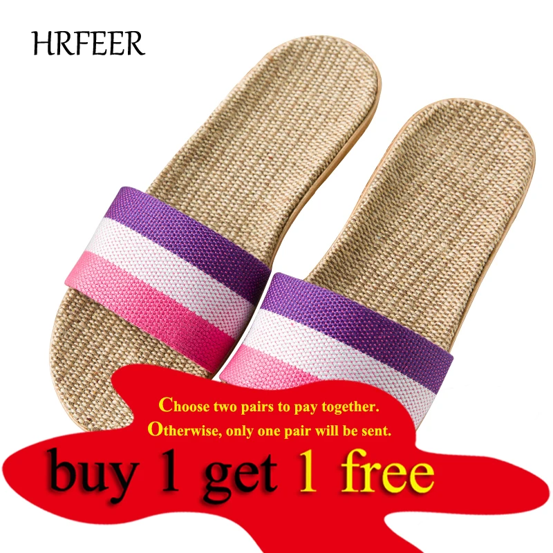 HRFEER 2018 женские летние сандалии льняные домашние тапочки мужские унисекс пляжные