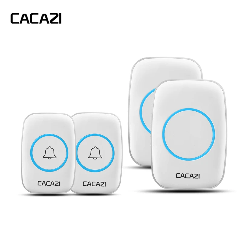 

CACAZI AC 100-240V wireless doorbell 2 waterproof transmitters+2 receiverS 300M remote door bell home 38 chimes with battery
