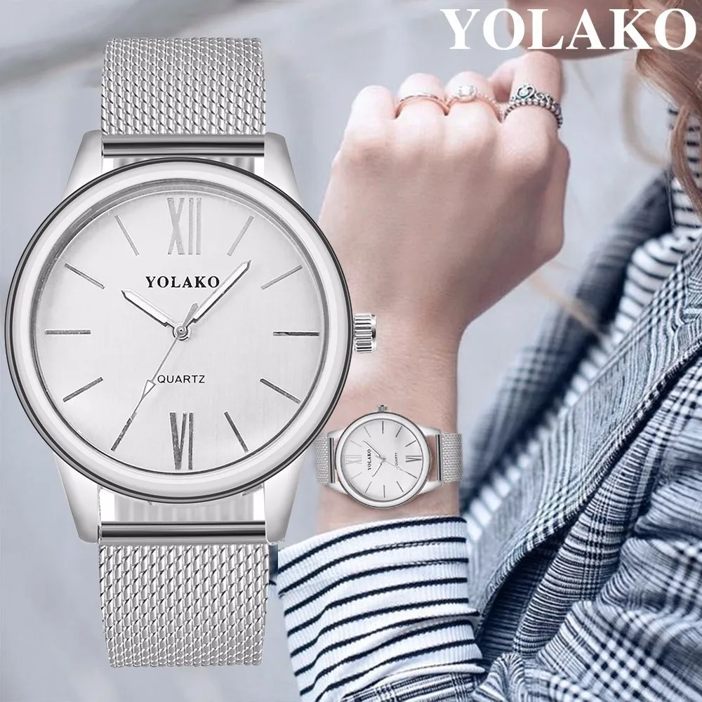 

YOLAKO Brand Women Quartz Watch Luxury Plastic Leather Analog Roma Dial Wrist Watches Female Clock Relogio Feminino