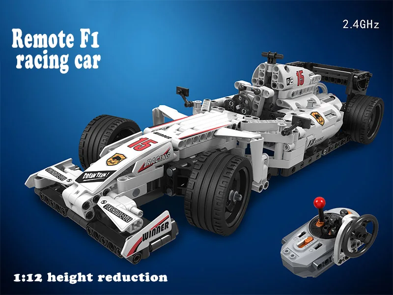 Цена MOC F1 гоночный автомобиль с дистанционным управлением 2,4 GHz Technic с моторной коробкой 729pcs строительные блоки Кирпич создатель legoinglys игрушки дл...