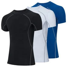 Рубашка для бега летние мужские спортивные тренировочные тонкие колготки Футболки Мужские Спортивные Компрессионные черные футболки больших размеров