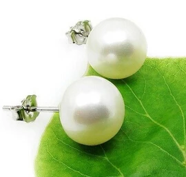 

ry00857 Genuine 8-9mm White Freshwater Cultured Pearl Silver Stud Earrings (A0425)