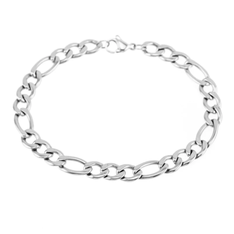 

Simsimi Stainless Steel Figaro 6/6.6/7.5mm Men Bracelets Figaro Chain lobster clasps bracelets High Quality Cuff bangle