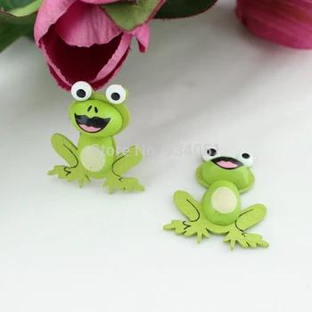 

New Arrival 50pcs Cute 3D Green Frog Wooden buttons Badges Beads 40mm Wood Pendant, Wooden Jewelry MA0032