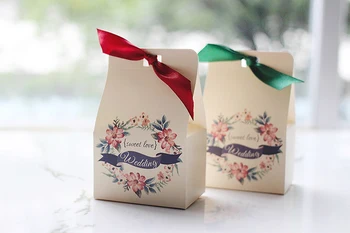 

Free Shipping 50 X Sweet Love Wedding Candy Box Champange Flower Gift Box Wedding Party Deco Supply