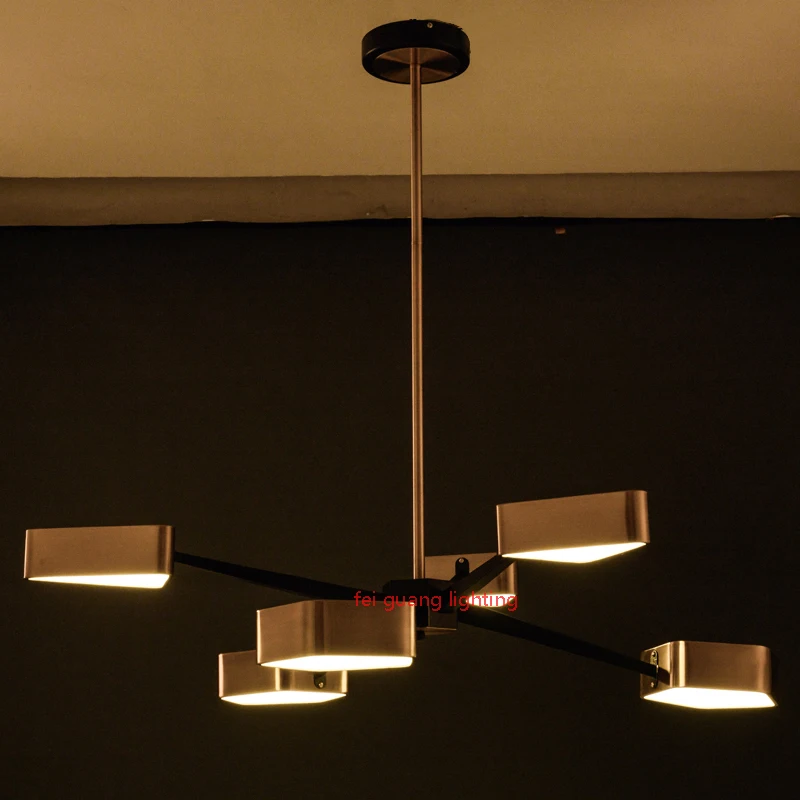 Скандинавская пост-современная люстра для гостиной, индивидуальная металлическая промышленная ветровая Люстра для кафе и ресторана, дизайнерская люстра