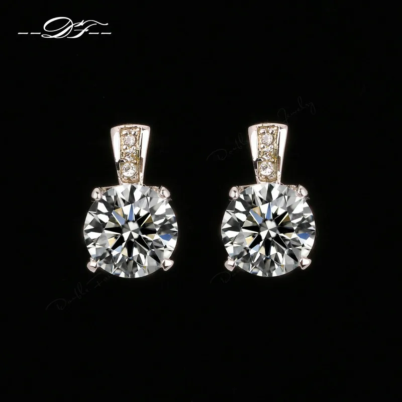 

Double Fair Brand OL Style Cubic Zirconia Stud Earrings Silver Color Fashion Crystal Jewelry For Women DFE663