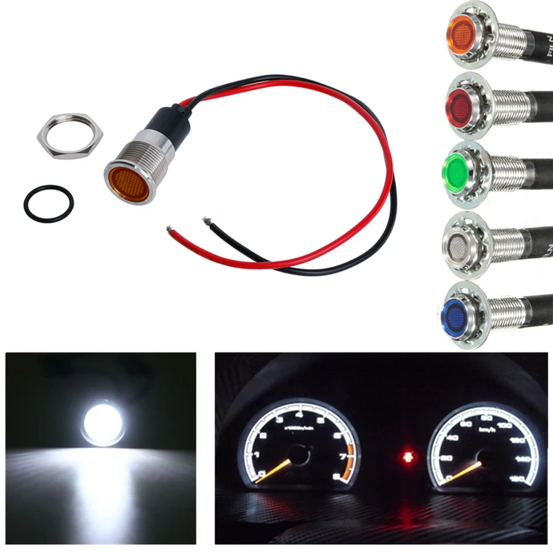 

1pc 12V LED Dash Pilot Panel Indicator Warning Light Lamp Car Boat Lorry Truck 16mm Car & Truck Interior Lamp
