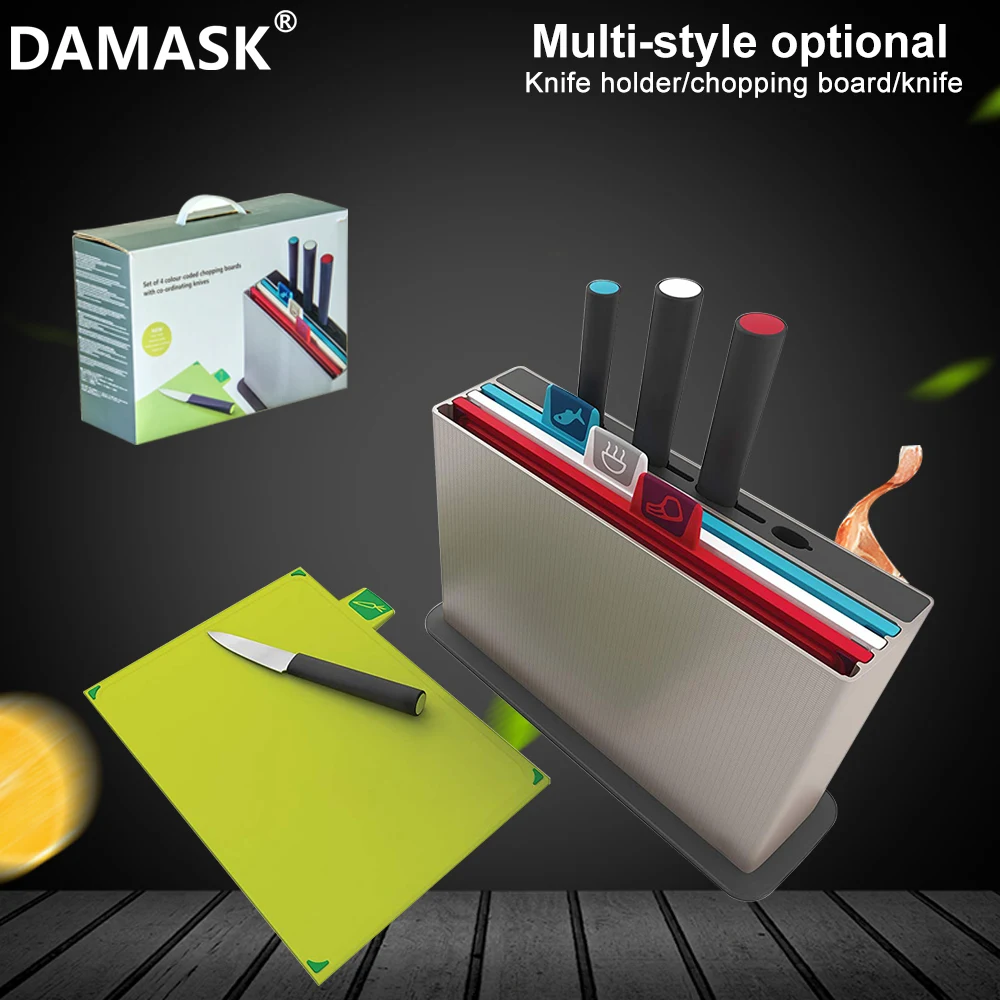 

Kitchen Cutting Board Set With Storage Case Multifunctional Combination Chopping Board Cutlery Knives Plastic Separate Cut Board