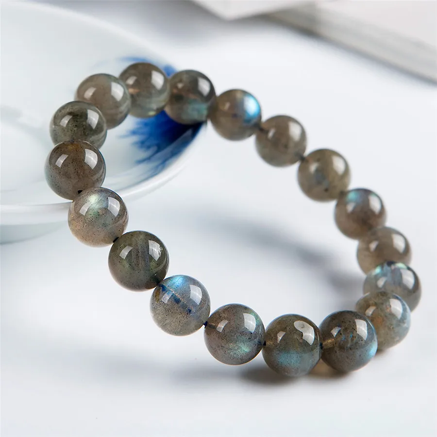 

Genuine Natural Ice Labradorite Rainbow Light Round Beads Bracelet 11mm