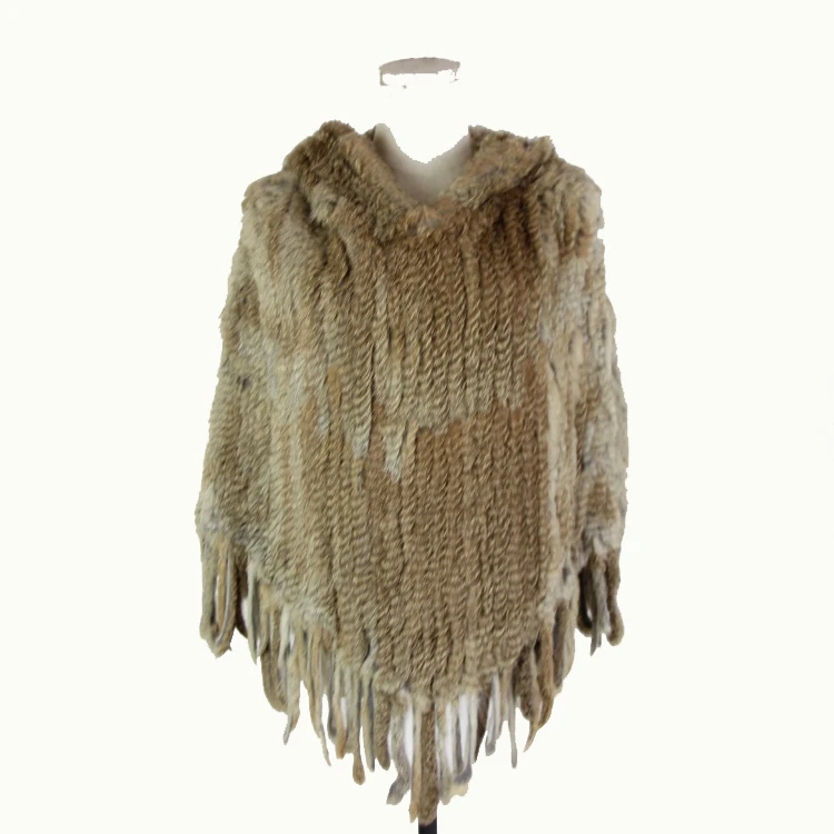 

Winter Women Real Rabbit Fur Hooded Poncho Wide Pullover Cape Shawl Fur Coat Hooded fur ponchos