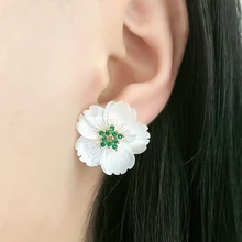 Популярные трендовые съемные серьги-гвоздики в виде цветочной раковины с пентаграммой ААА из кубического циркония, модные ювелирные изделия, подарок для свадебной вечеринки, женская мода