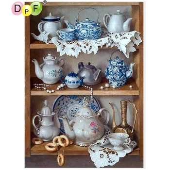 

DPF DIY Tea set 5D diamond embroidery home decor diamond mosaic full square diamond painting cross stitch crafts wall painting