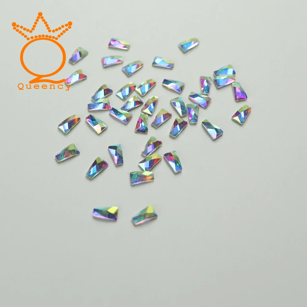 

72pcs 3*6mm Trapezoid Flat Shaped Crystal Glass Rhinestones AB Color Non Hotfix For 3D Nails Decorations New Arrive
