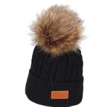 Новая крученая кожаная этикетка, маленькая Детская шерстяная шапка, осень и зима, новая детская шапка