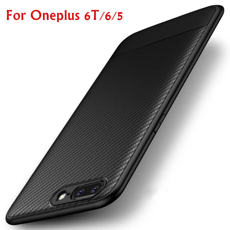 cheap Case For OnePlus 6T 6 5 Luxury Carbon Fiber Frosted Matte Case Soft Silicon Shockproof Back Cover For One Plus 6 5 6T Capa Coque