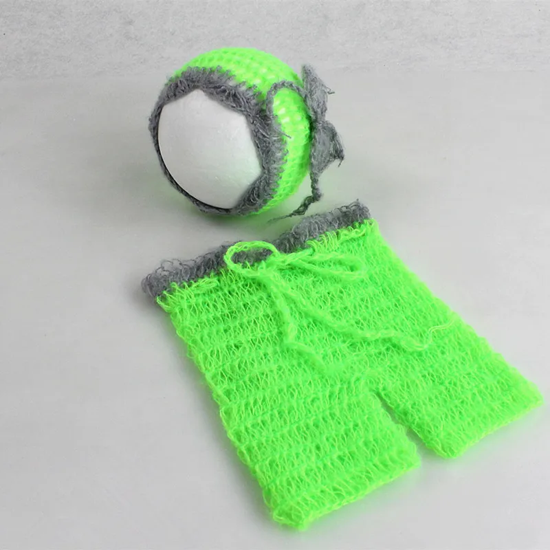 fluorescent green Аксессуары для новорожденных, реквизит для фотосъемки, мохеровая Шапочка+ штаны, комплект трикотажной одежды для маленьких девочек, реквизит для фотосессии, шерстяная одежда - Цвет: fluorescent green