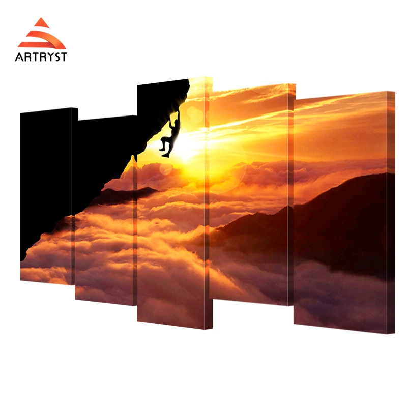 

5 pieces of canvas art sky sun cloud silhouette landscape on canvas HD print modern home decor living room wall painting artwork