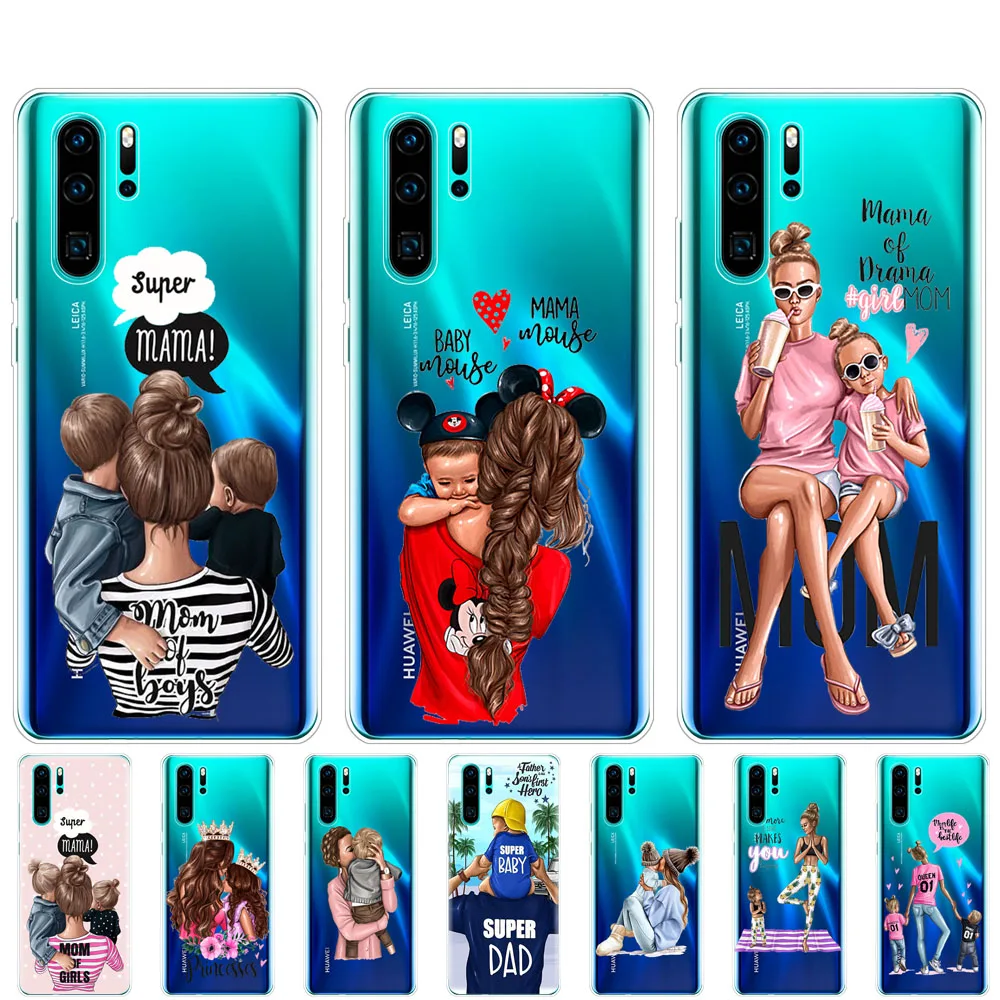 

Case For Huawei P30 PRO LITE back case for huawei mate 20 pro lite p smart 2019 plus Baby Mom Girl dad super