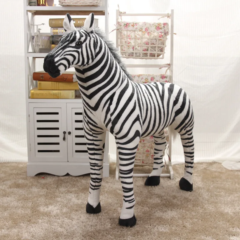 Имитация плюшевая игрушечная Зебра большая 55x42 см стоящая Зебра-игрушка украшение, подарок на день рождения w247