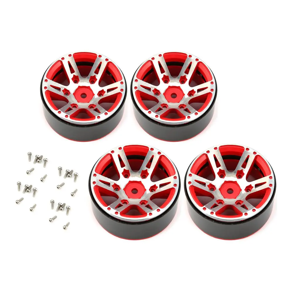 

4pcs 1.9 Inch RC Tires Beadlock Alloy Wheels Hub Beadlock Rim Set for 1/10 RC Car Model Toy Component Spare Parts Accessories