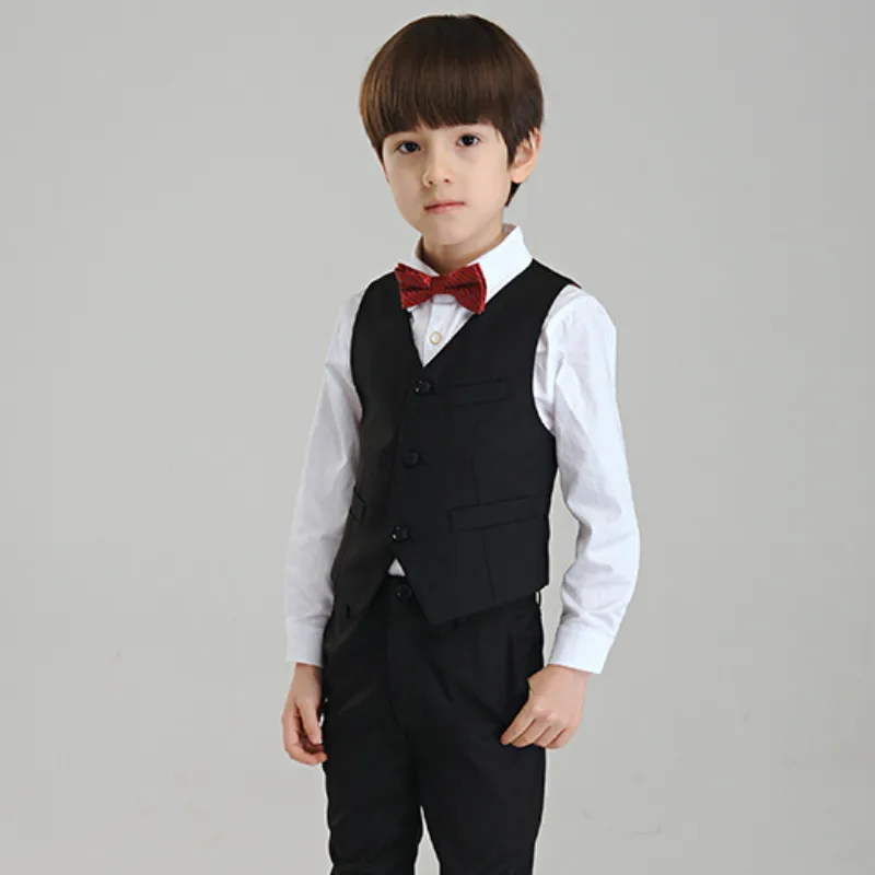 Good quality baby boy formal dress vest child handsome black classic