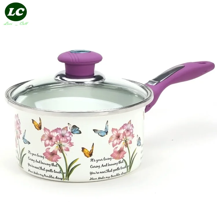 

ENAMEL UTENSIL CERAM CASSEROLE SAUCEPAN 1500ML INCUDETION WORK MINI COOKING PAN NICE BUEATIFUL