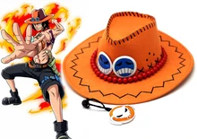 Free Shipping One piece Portgas D Ace Orange and Black West Cowboy Anime Cosplay Hat