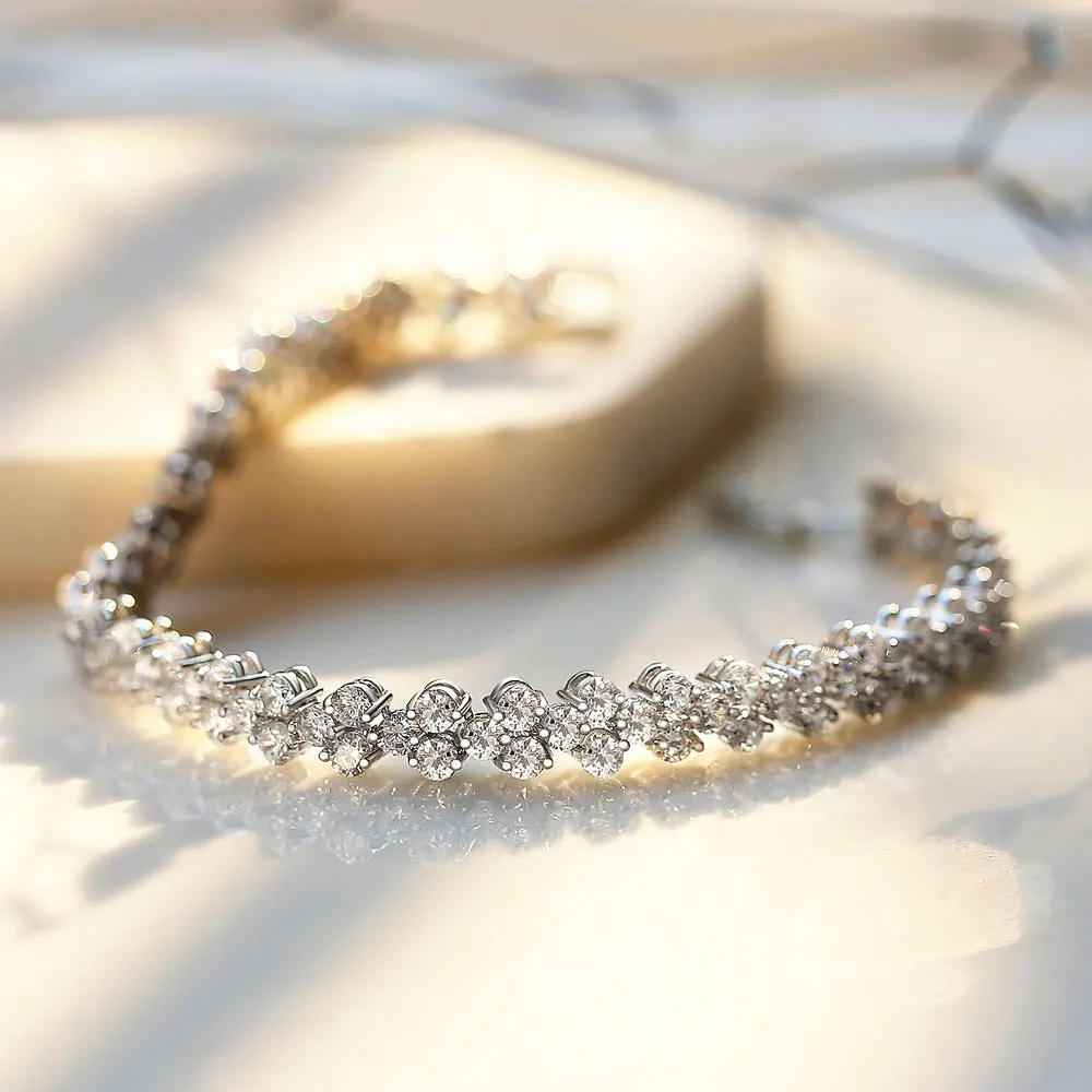 CARSINEL, кубический цирконий, романтические браслеты для невесты, серебряные ювелирные браслеты, BR0002