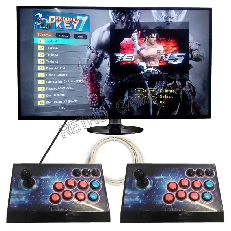 

Box key 7 3D Pandora Key Arcade Console with PCB Board 2 Player Home Use Controller 2323 Games Retro Video Game Machine