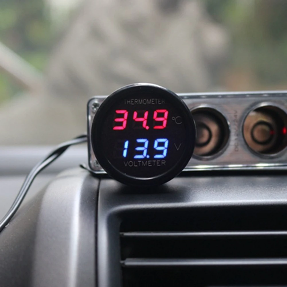 Лидер продаж 2 в 1 цифровой автомобильный комплект Вольтметр термометр USB