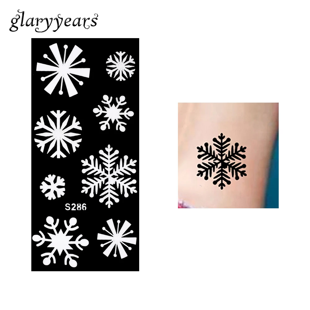 Us 079 1 Pezzo Fiocco Di Neve Henna Tattoo Stencil Pasta Disegno Da Polso Da Donna Body Art Hennè Modello Di Tatuaggio Di Natale Regali Di Vendita