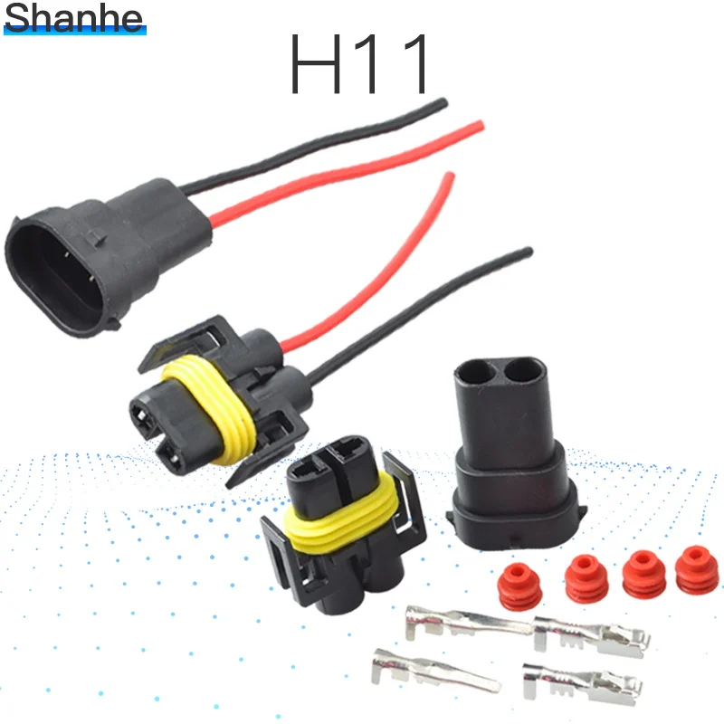 Fsylx H8 H11 H27 881 Led Socket H8 H9 H11 Male Connector H11 881 Led Bulb Holder Wire Harness H11 Connector Wiring Sockets Leather Bag