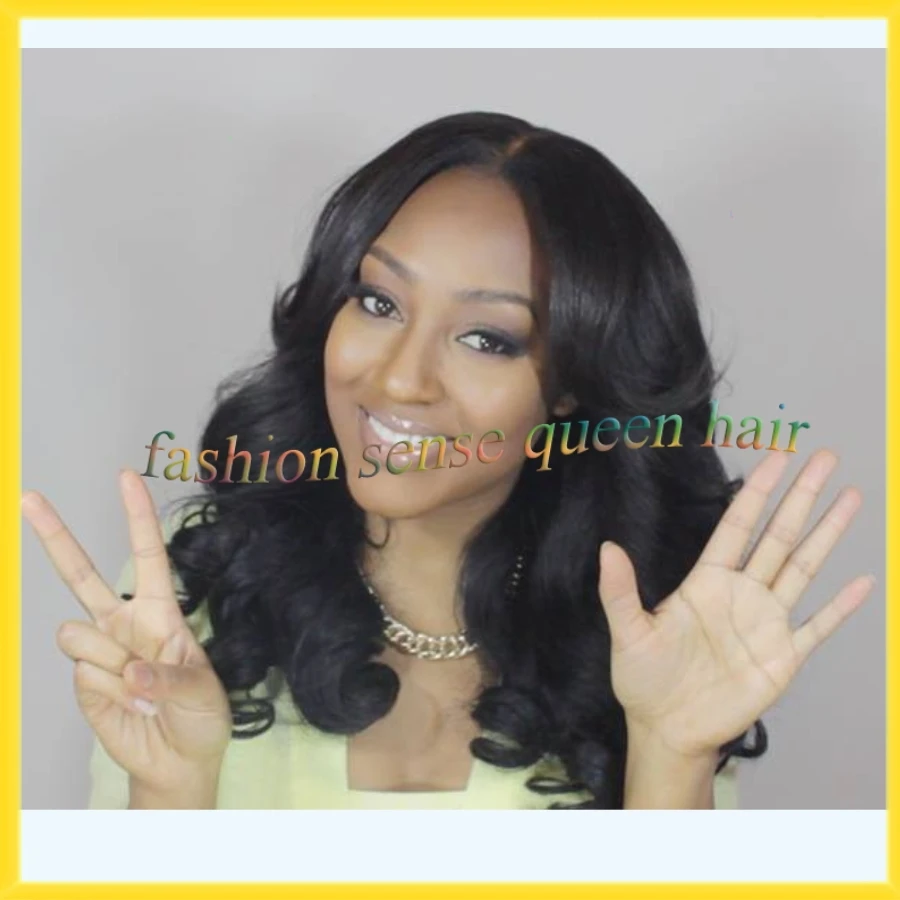 middle part sew in on short hair