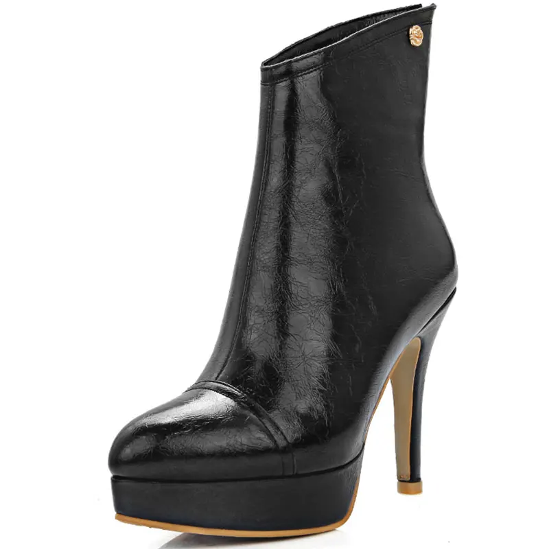 Stylish Women Ankle Boots Flock Round Toe Thin High Heels Boots Comfortable Shoes Woman Can be Customized Plus Size 32-46 XD757