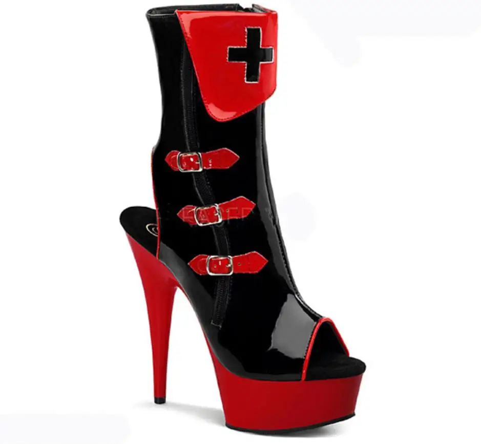 

Spring and fall 2019 new unique nurse color matching 15cm high heels 34-46 size women's shoes