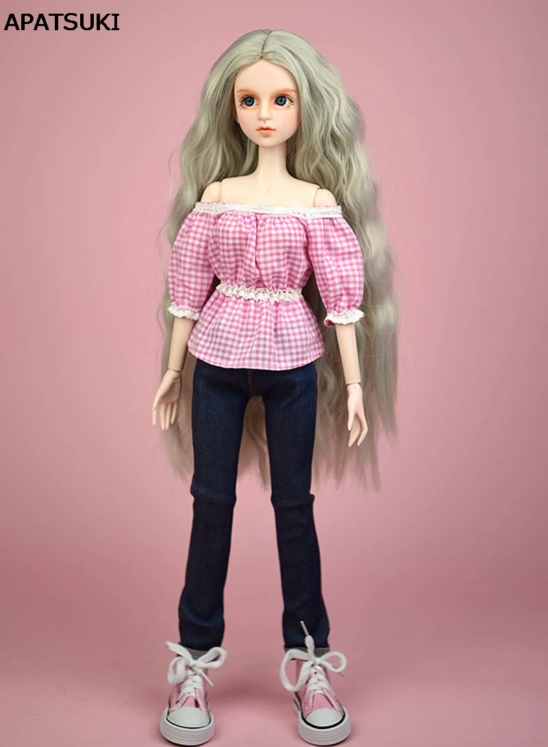 Розовая модная одежда клетчатые рубашки топ для 1/4 BJD Кукла повседневная 40-50 см