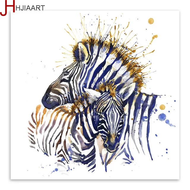 Watercolor Giraffe Zebra Horse Lion Animals Family Love A4 Big Art Print Poster Wall Canvas