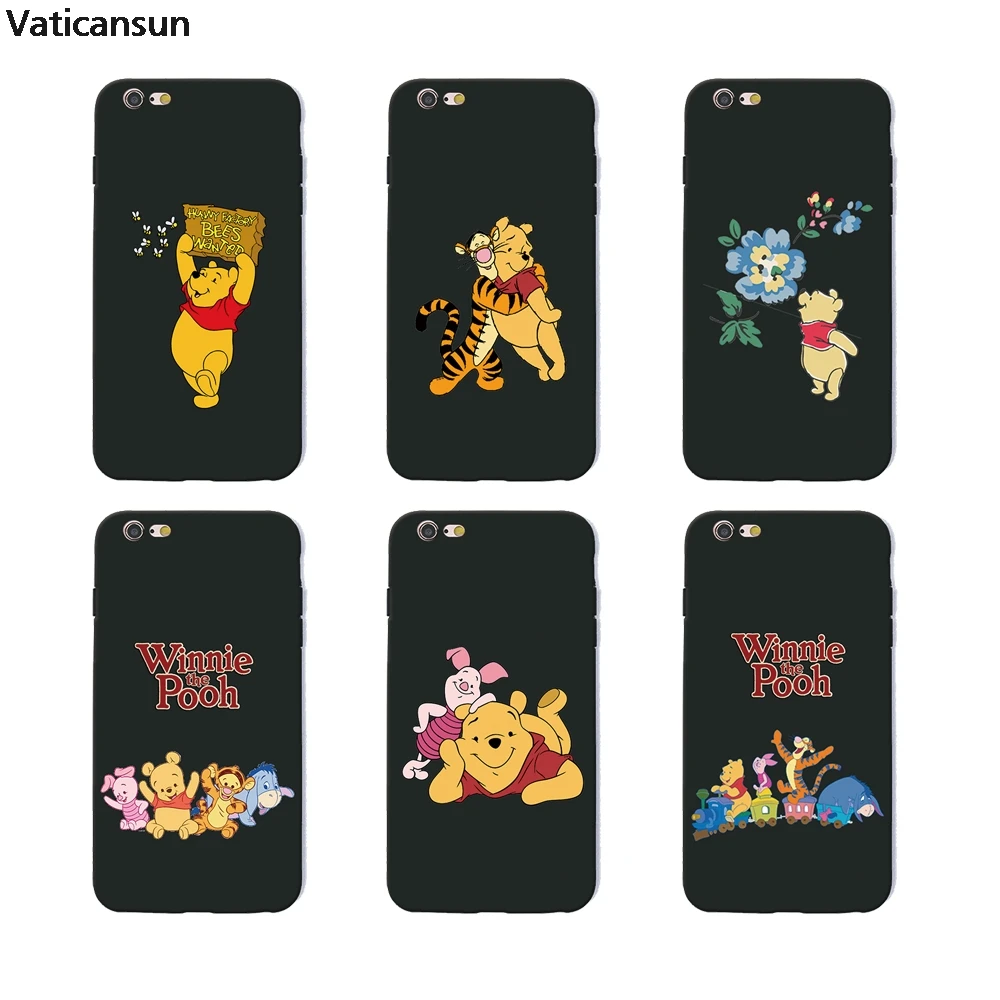 

winnie the pooh soft Silicone black cover phone case for iPhone 6 7 8 plus 5 5s 6s se for Apple X 10 best design Housing