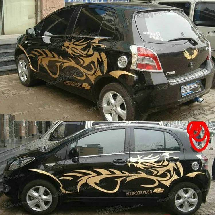 

Наклейка с золотым боковым корпусом Cool Dragon Totems для Toyota Yaris Z2CA656