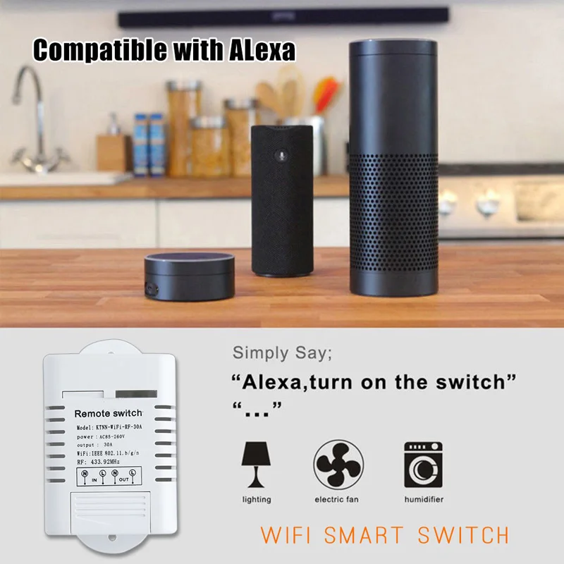 6600 Вт беспроводной WiFi выключатель света таймер нагревателя воды 1 банда Переключатель водяного насоса работает с Alexa, голосовое управление и приложение
