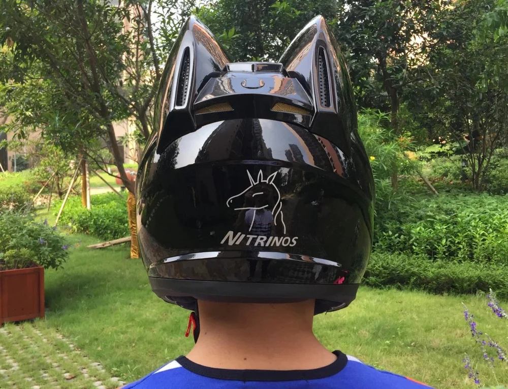 Мотоцикл летом четырех сезонов все мужчины и женщины Анти-туман шлем вездеходная машина Рога кошачьи уши шлем
