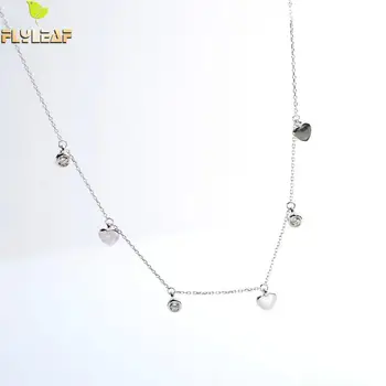 

Flyleaf 100% 925 Sterling Silver Cubic Zirconia Heart Choker Necklace For Women Personality Lady Clavicle Chain Fashion Jewelry