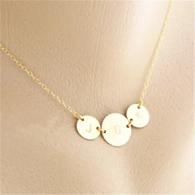 custom mother daughter necklace engraved disc hand stamp initial